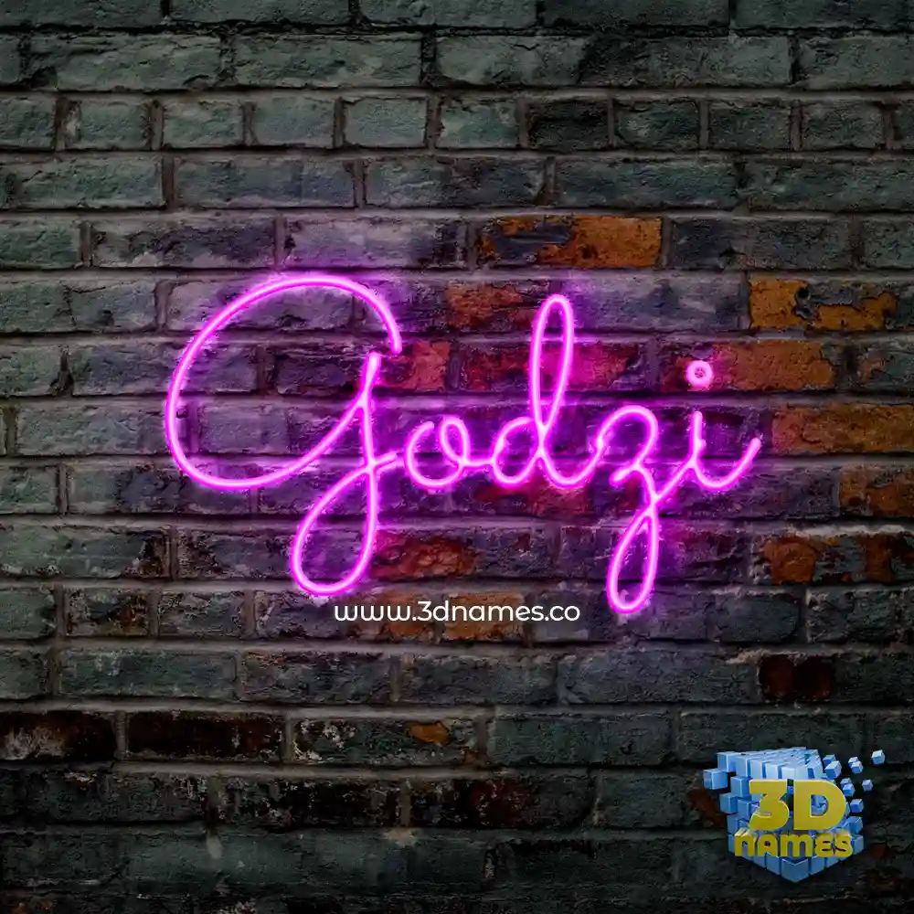 godzi in Pink Neon style - 3D name wallpaper
