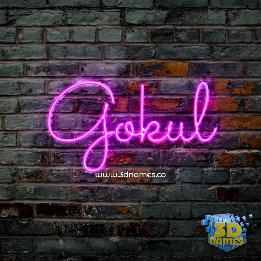 gokul in Pink Neon style - 3D name wallpaper