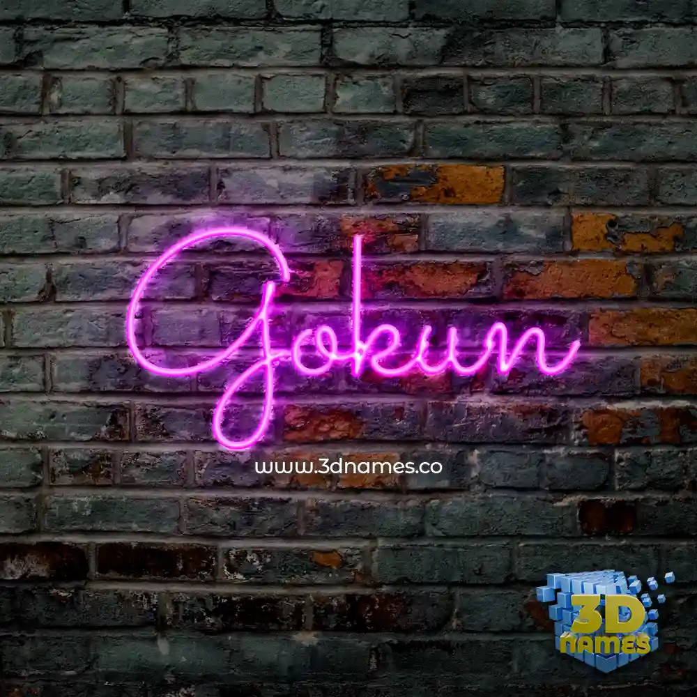 gokun in Pink Neon style - 3D name wallpaper