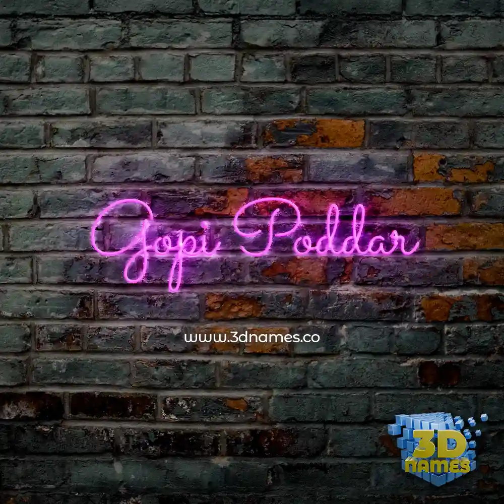 gopi poddar in Pink Neon style - 3D name wallpaper