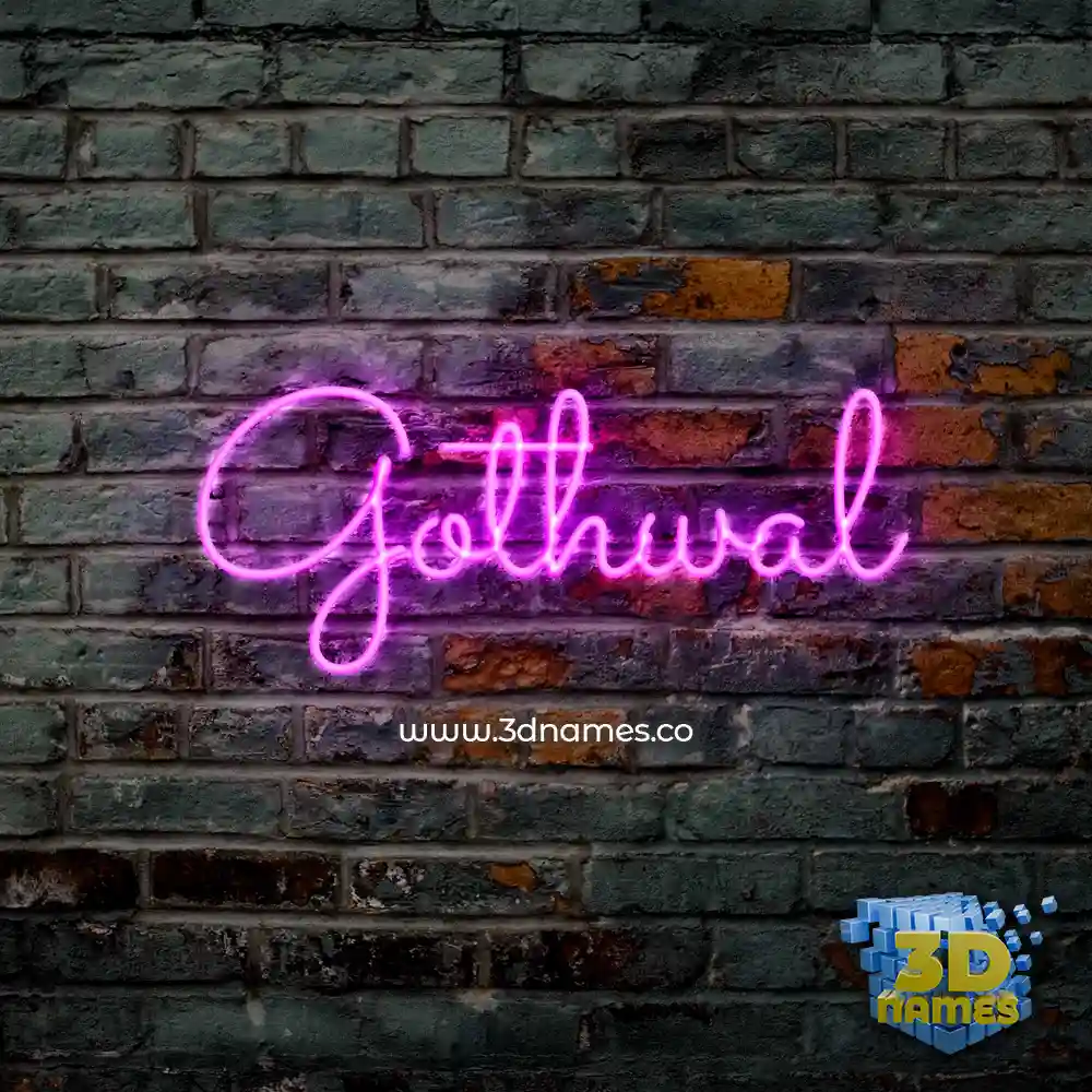 gothwal in Pink Neon style - 3D name wallpaper