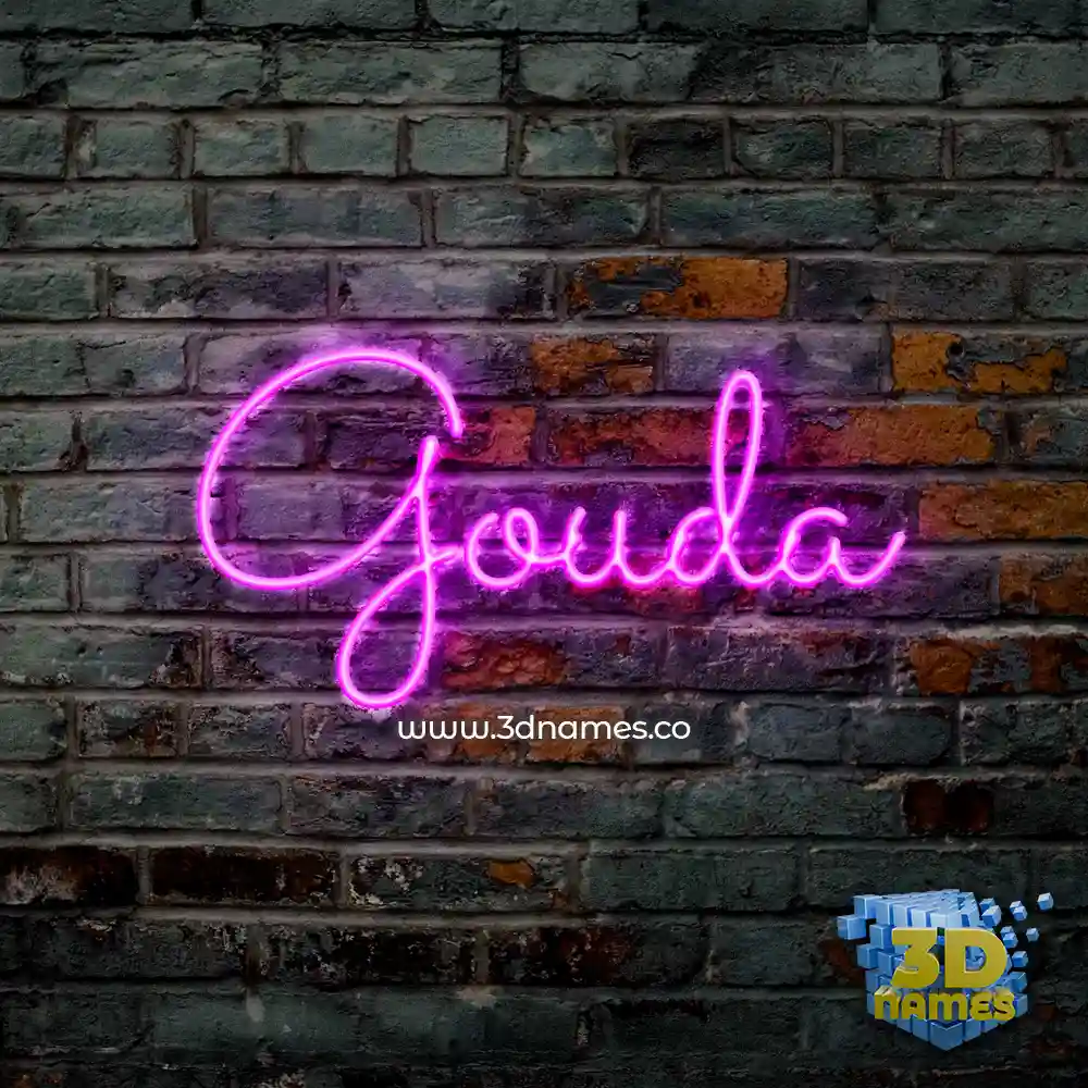 gouda in Pink Neon style - 3D name wallpaper