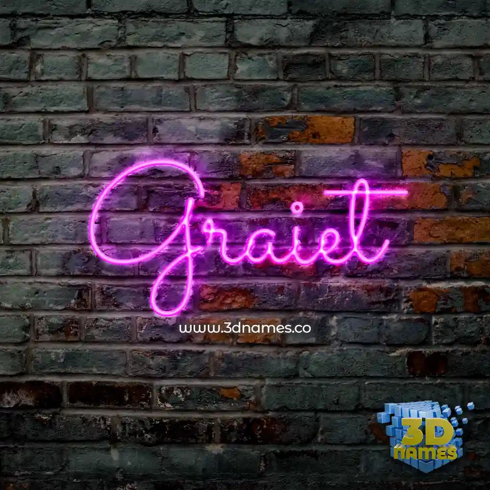 graiet in Pink Neon style - 3D name wallpaper
