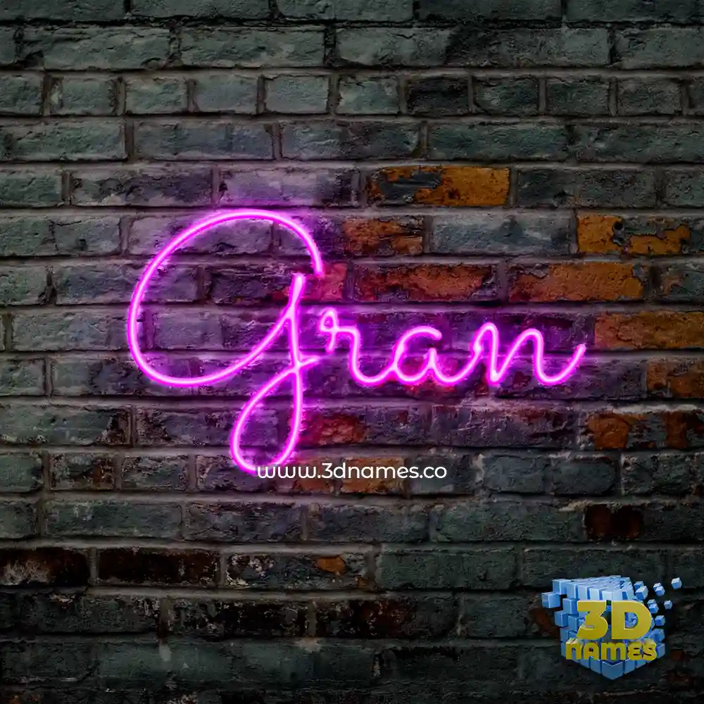 gran in Pink Neon style - 3D name wallpaper