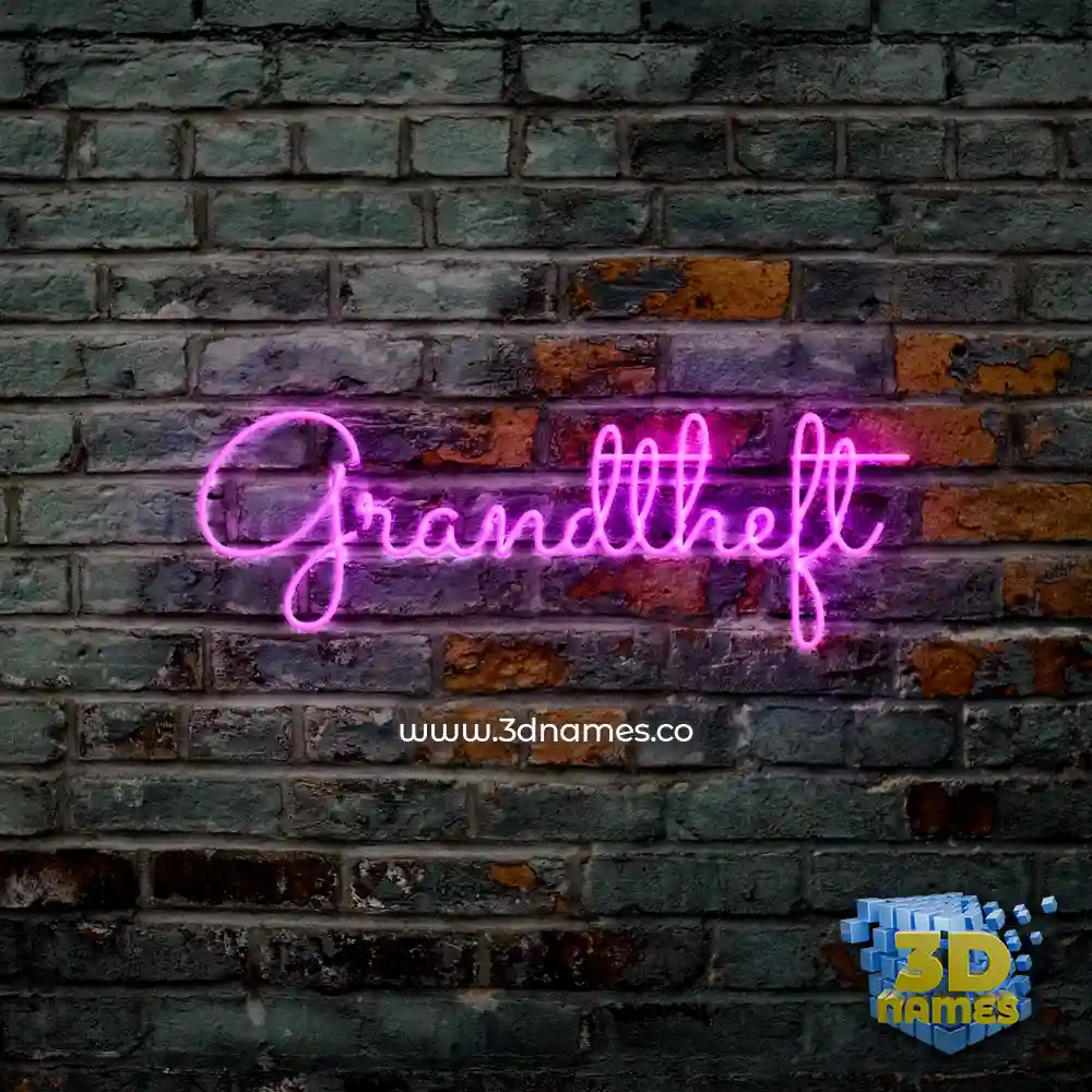 grandtheft in Pink Neon style - 3D name wallpaper