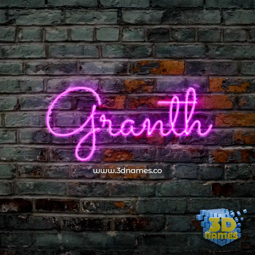 granth in Pink Neon style - 3D name wallpaper