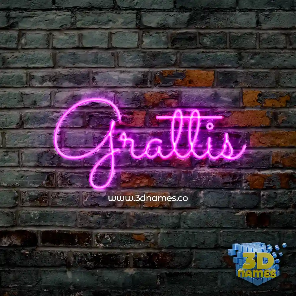 grattis in Pink Neon style - 3D name wallpaper