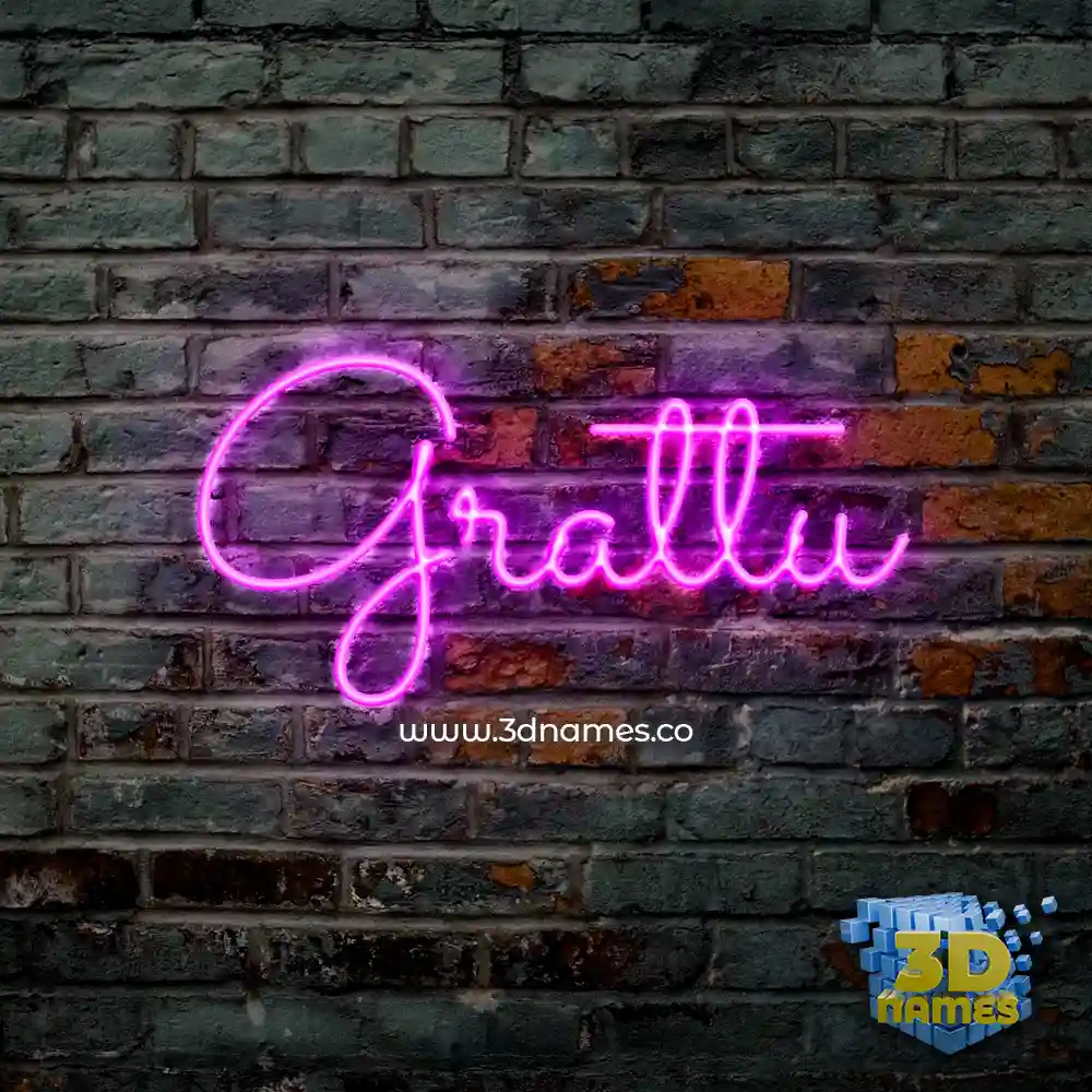 grattu in Pink Neon style - 3D name wallpaper
