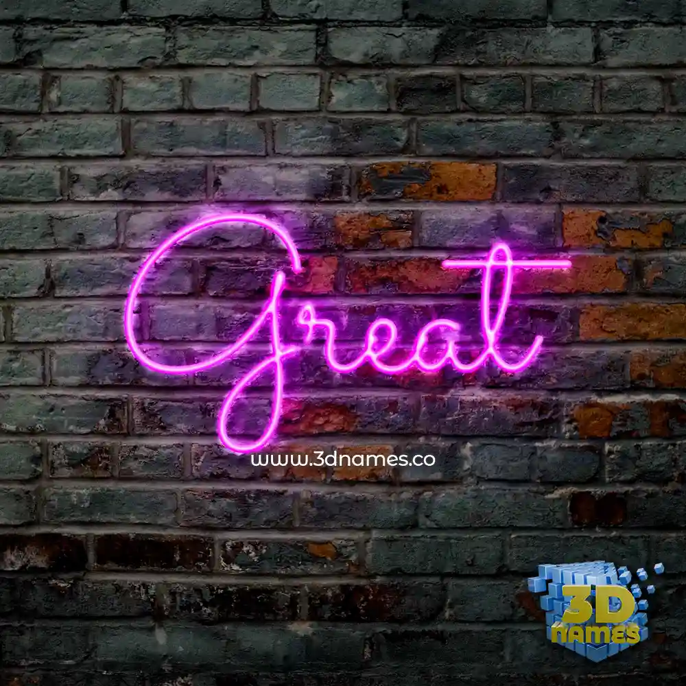 great in Pink Neon style - 3D name wallpaper
