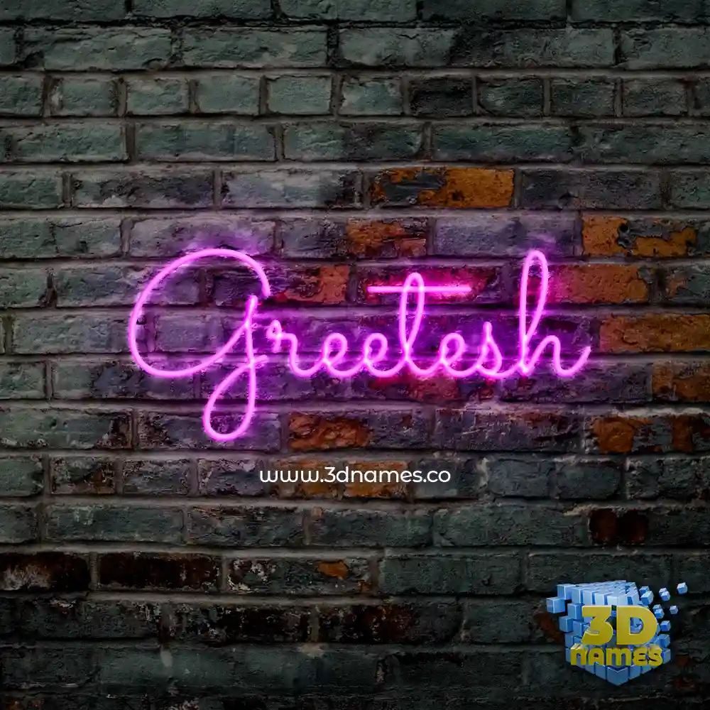 greetesh in Pink Neon style - 3D name wallpaper