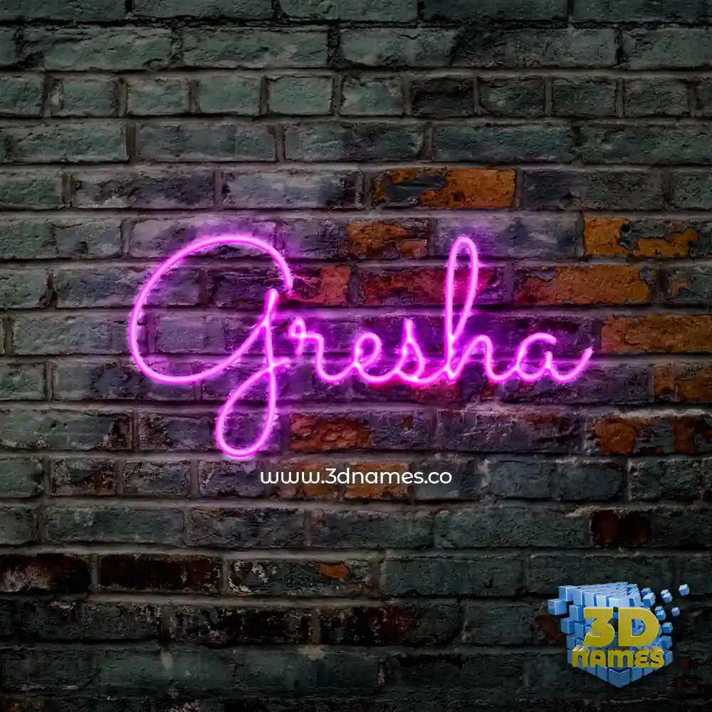 gresha in Pink Neon style - 3D name wallpaper