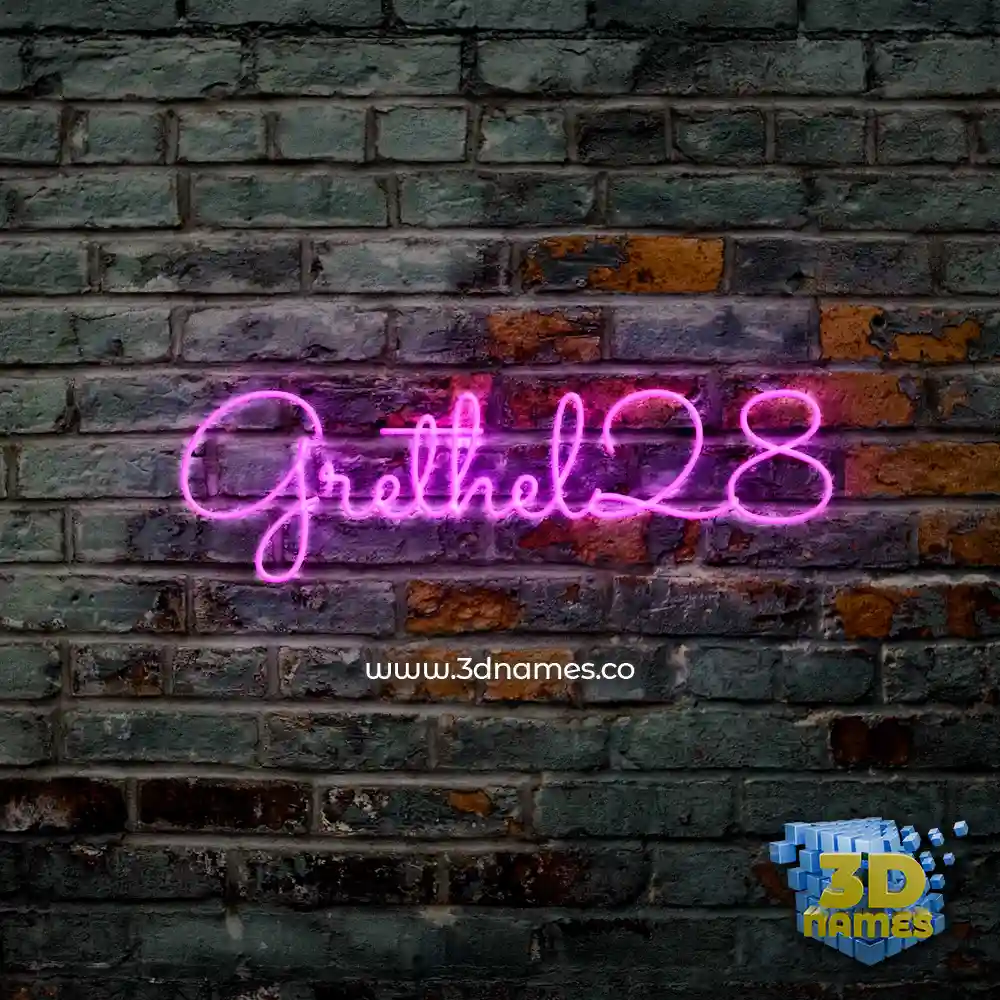 grethel28 in Pink Neon style - 3D name wallpaper
