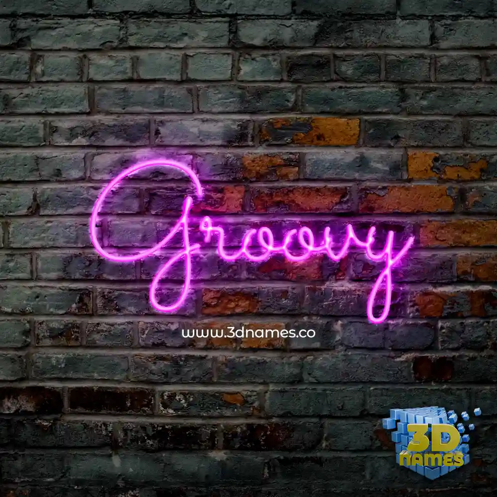 groovy in Pink Neon style - 3D name wallpaper