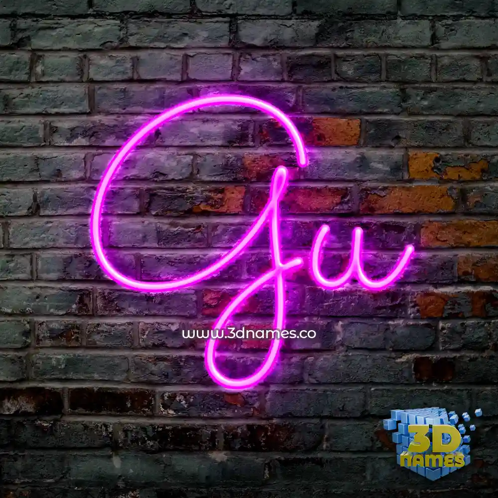 gu in Pink Neon style - 3D name wallpaper