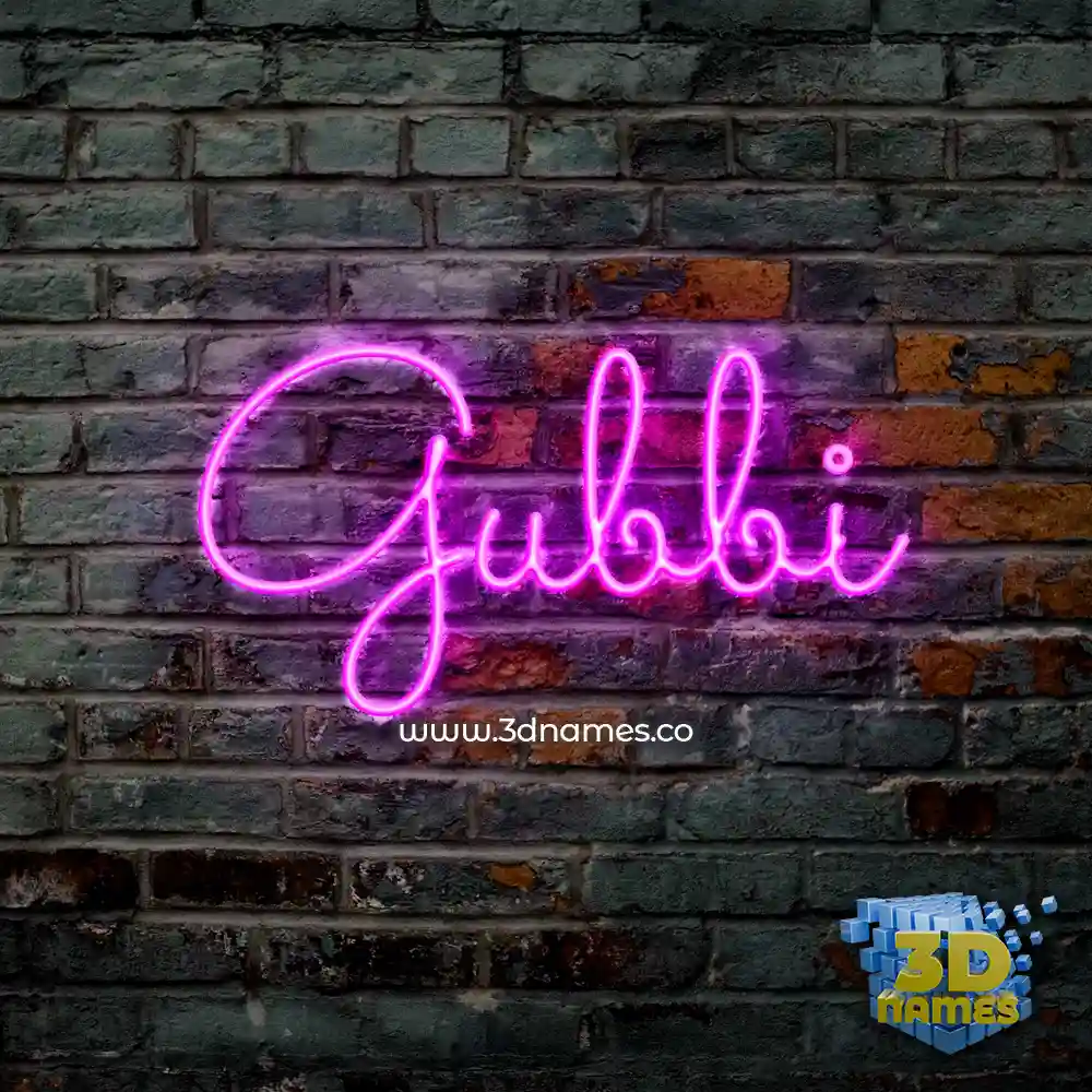 gubbi in Pink Neon style - 3D name wallpaper