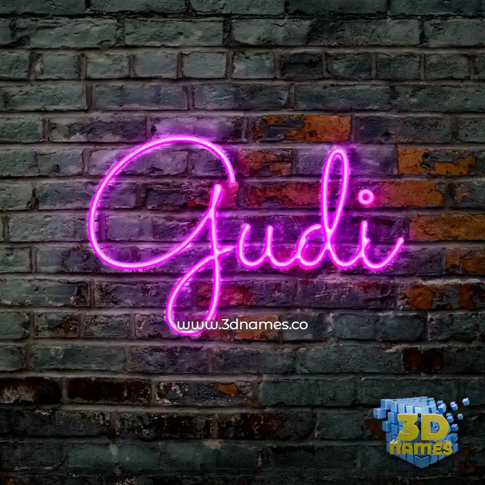 gudi in Pink Neon style - 3D name wallpaper