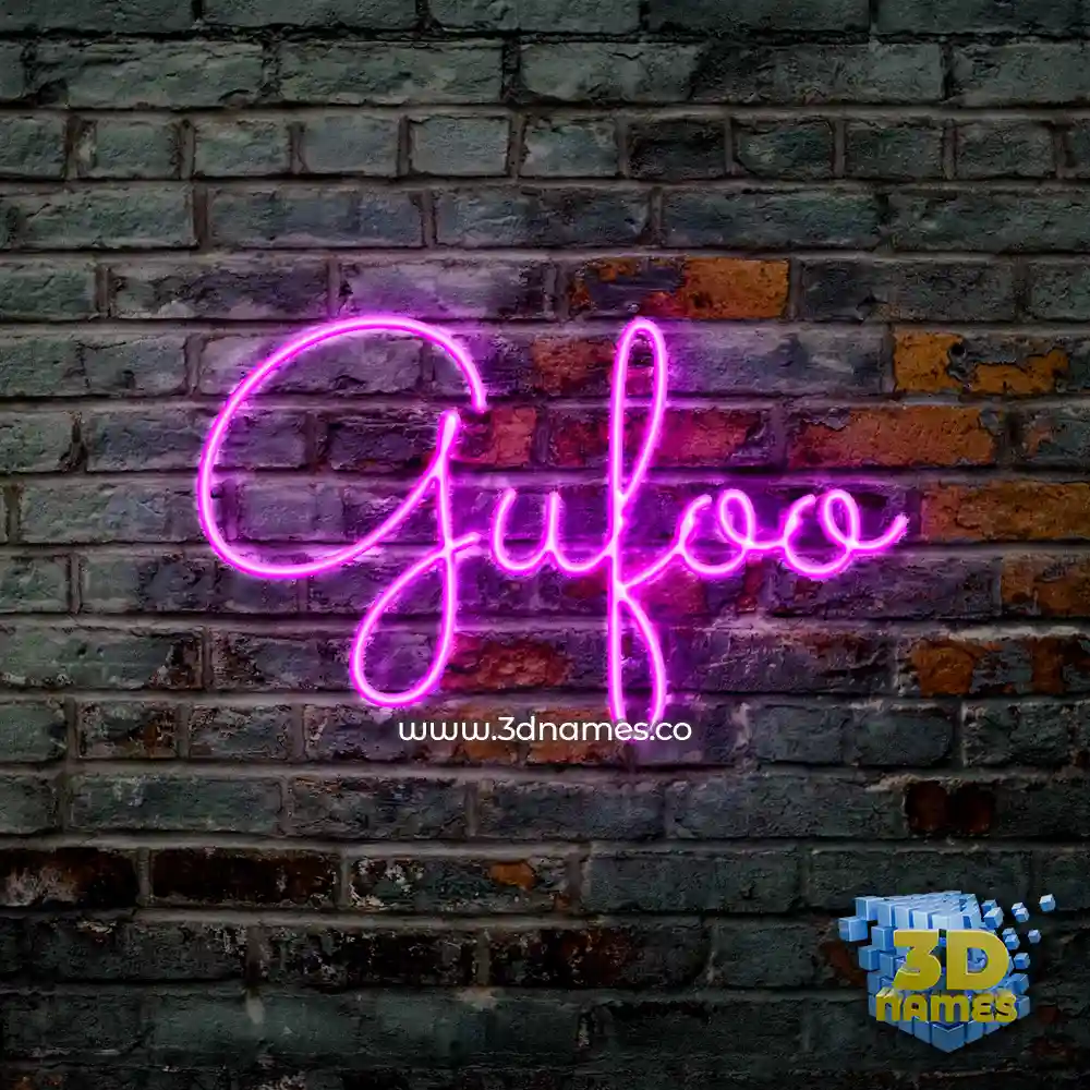 gufoo in Pink Neon style - 3D name wallpaper