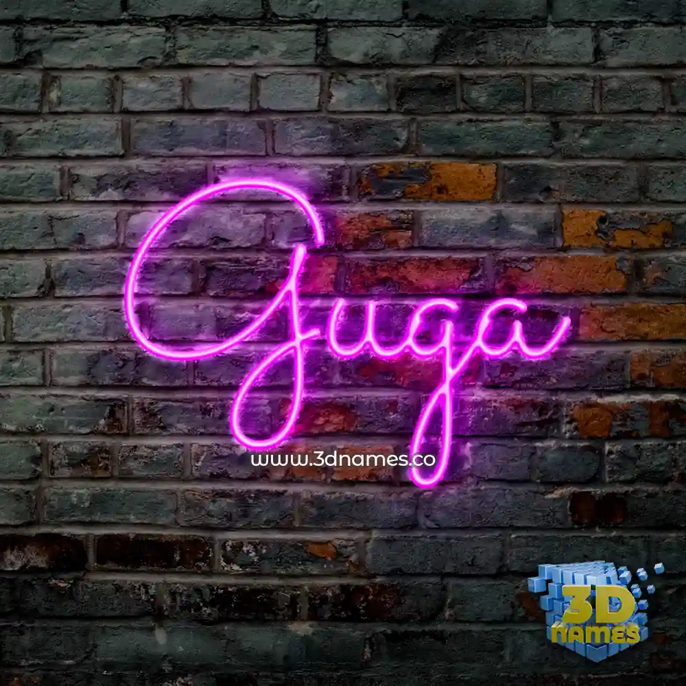 guga in Pink Neon style - 3D name wallpaper