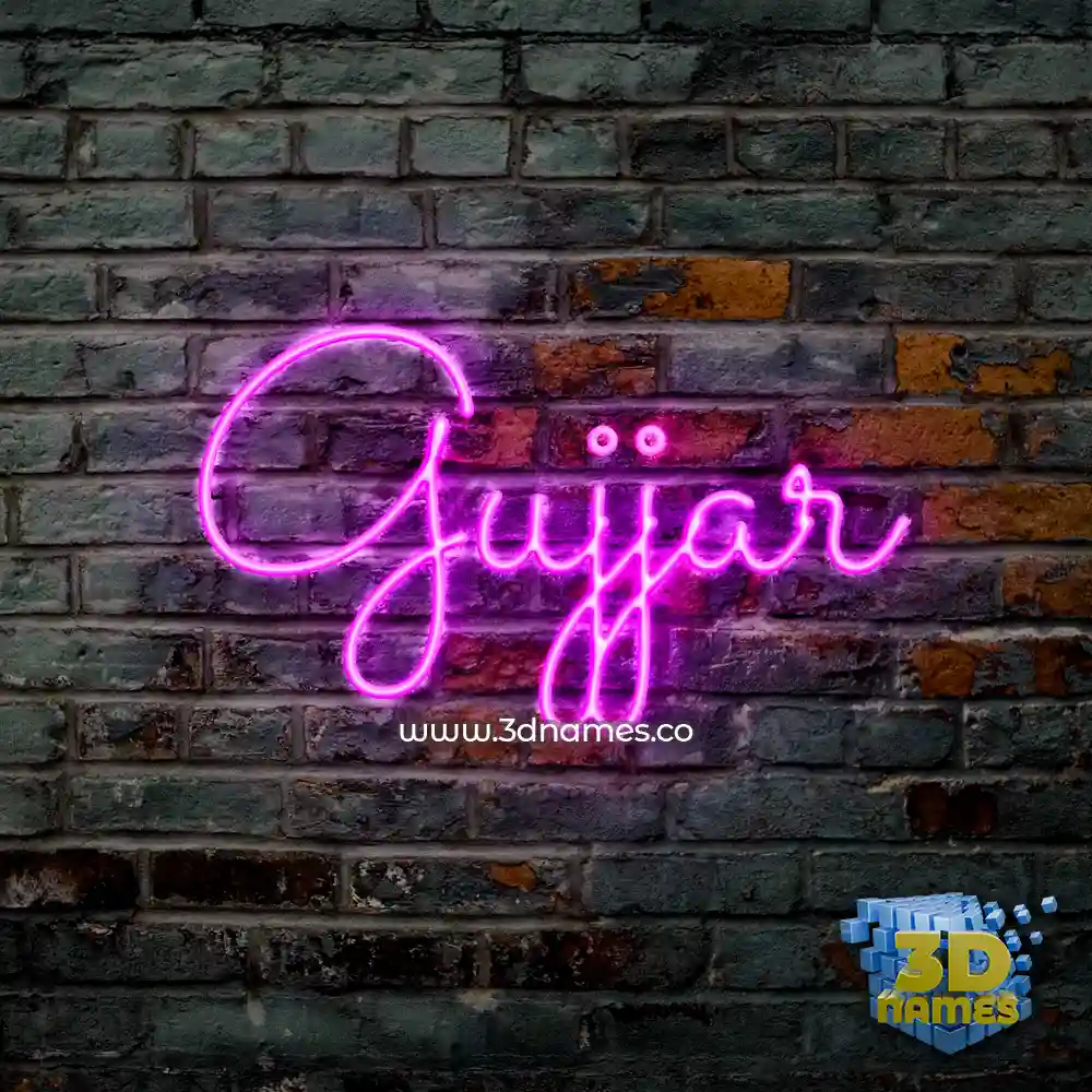 gujjar in Pink Neon style - 3D name wallpaper