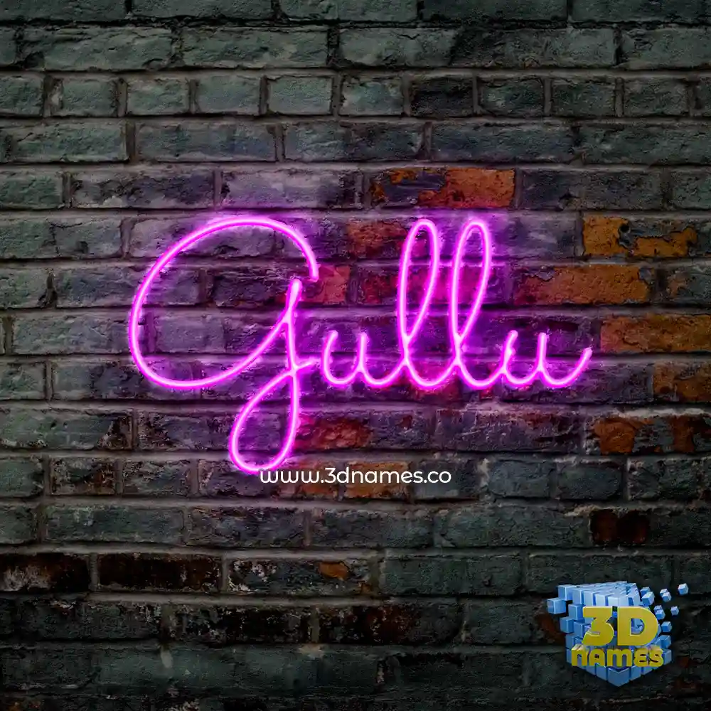 gullu in Pink Neon style - 3D name wallpaper
