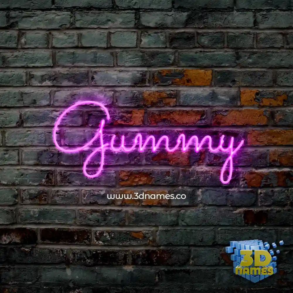 gummy in Pink Neon style - 3D name wallpaper