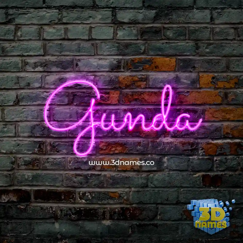 gunda in Pink Neon style - 3D name wallpaper