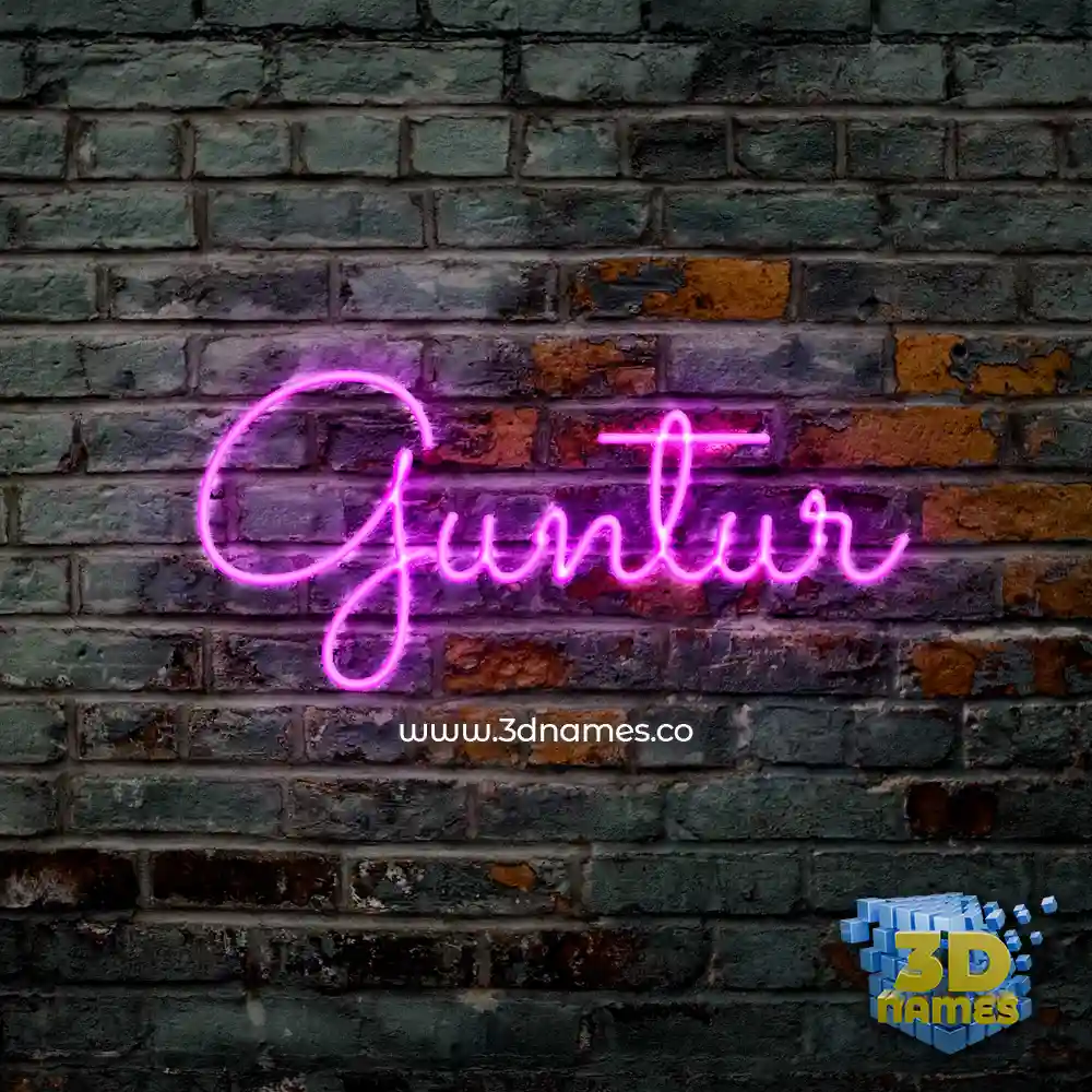 guntur in Pink Neon style - 3D name wallpaper