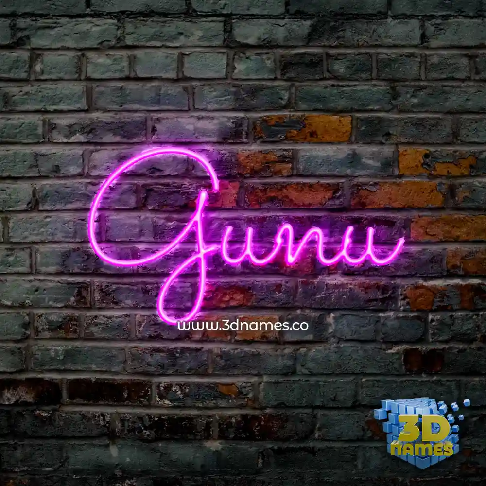 gunu in Pink Neon style - 3D name wallpaper