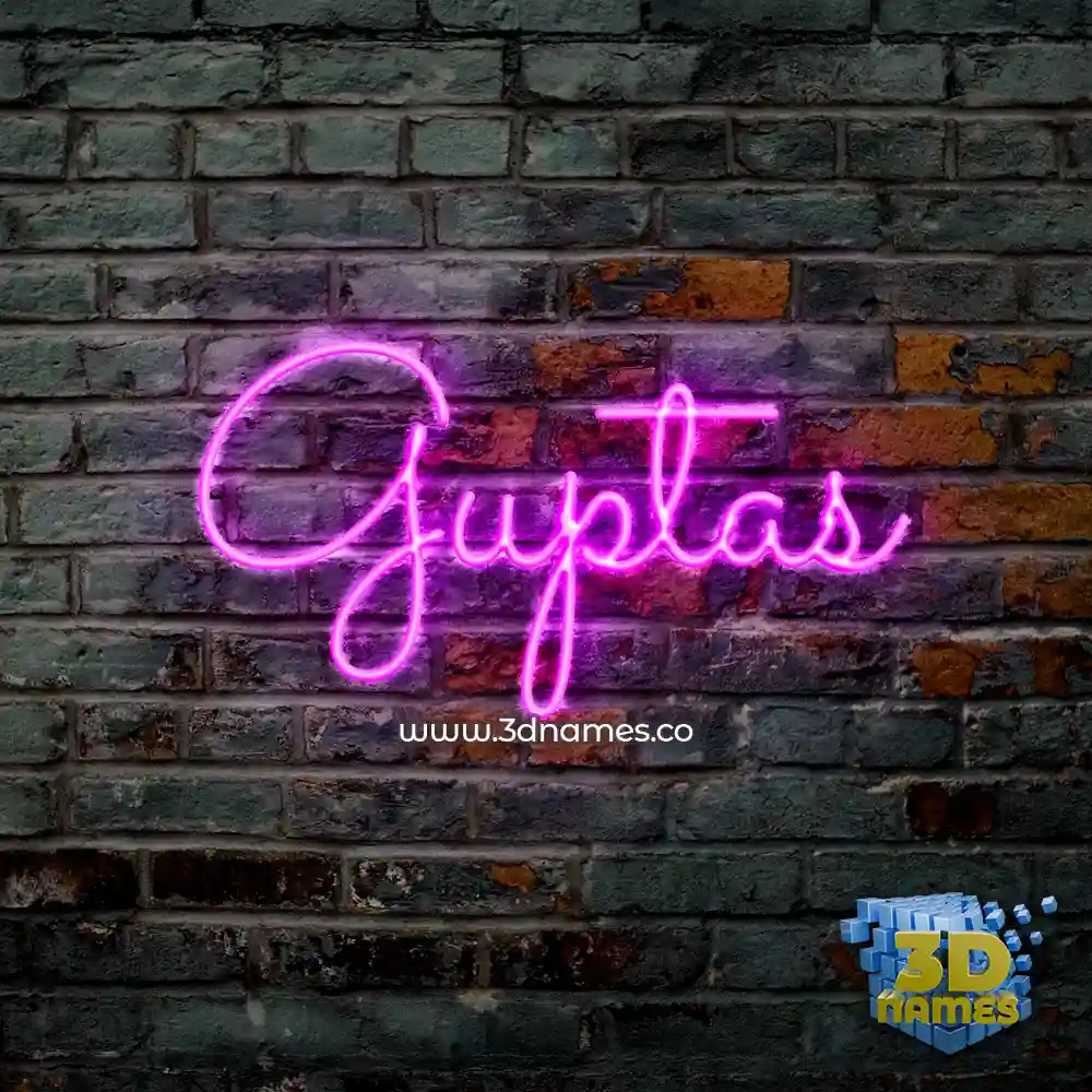 guptas in Pink Neon style - 3D name wallpaper