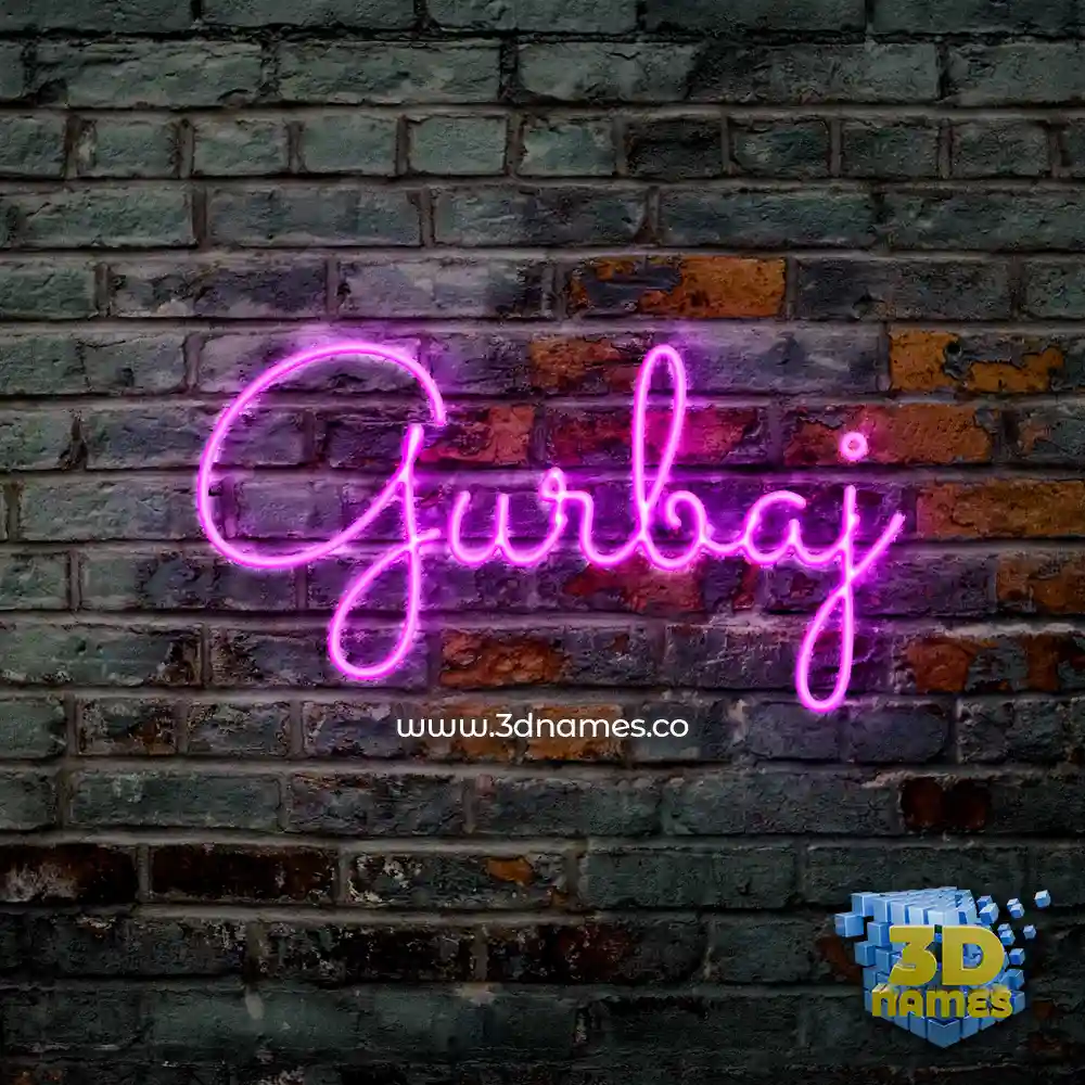 gurbaj in Pink Neon style - 3D name wallpaper