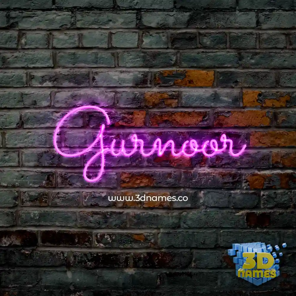 gurnoor in Pink Neon style - 3D name wallpaper