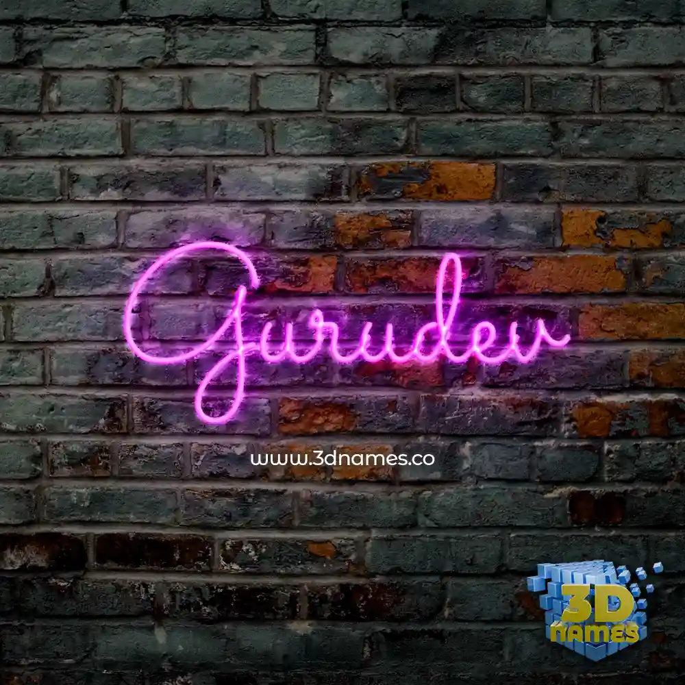 gurudev in Pink Neon style - 3D name wallpaper