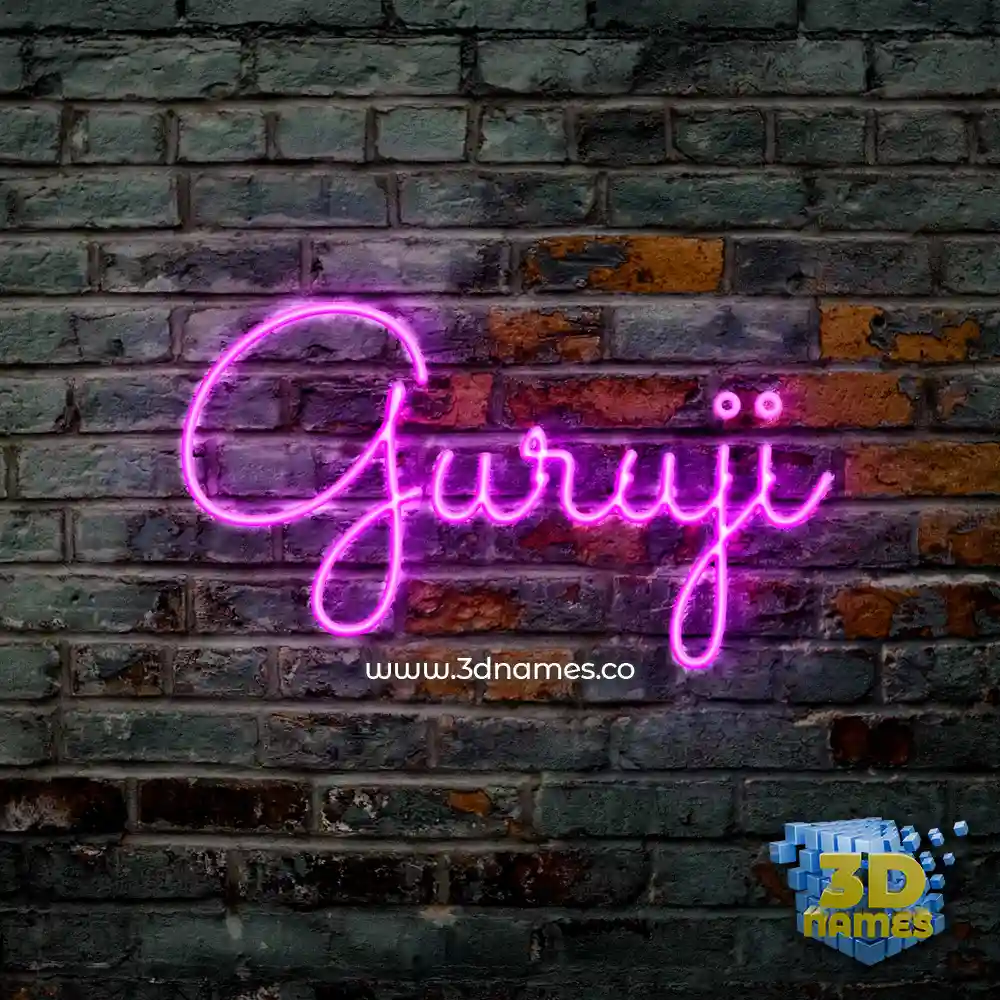 guruji in Pink Neon style - 3D name wallpaper