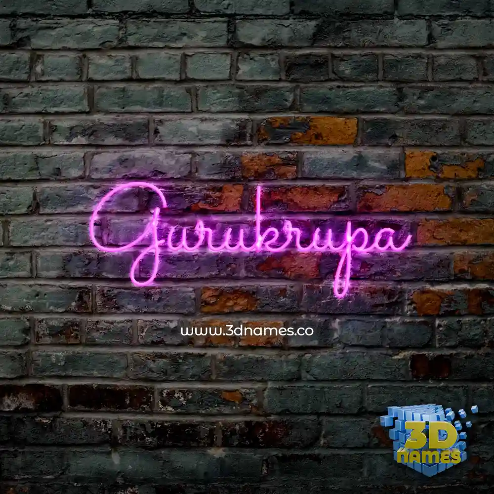 gurukrupa in Pink Neon style - 3D name wallpaper