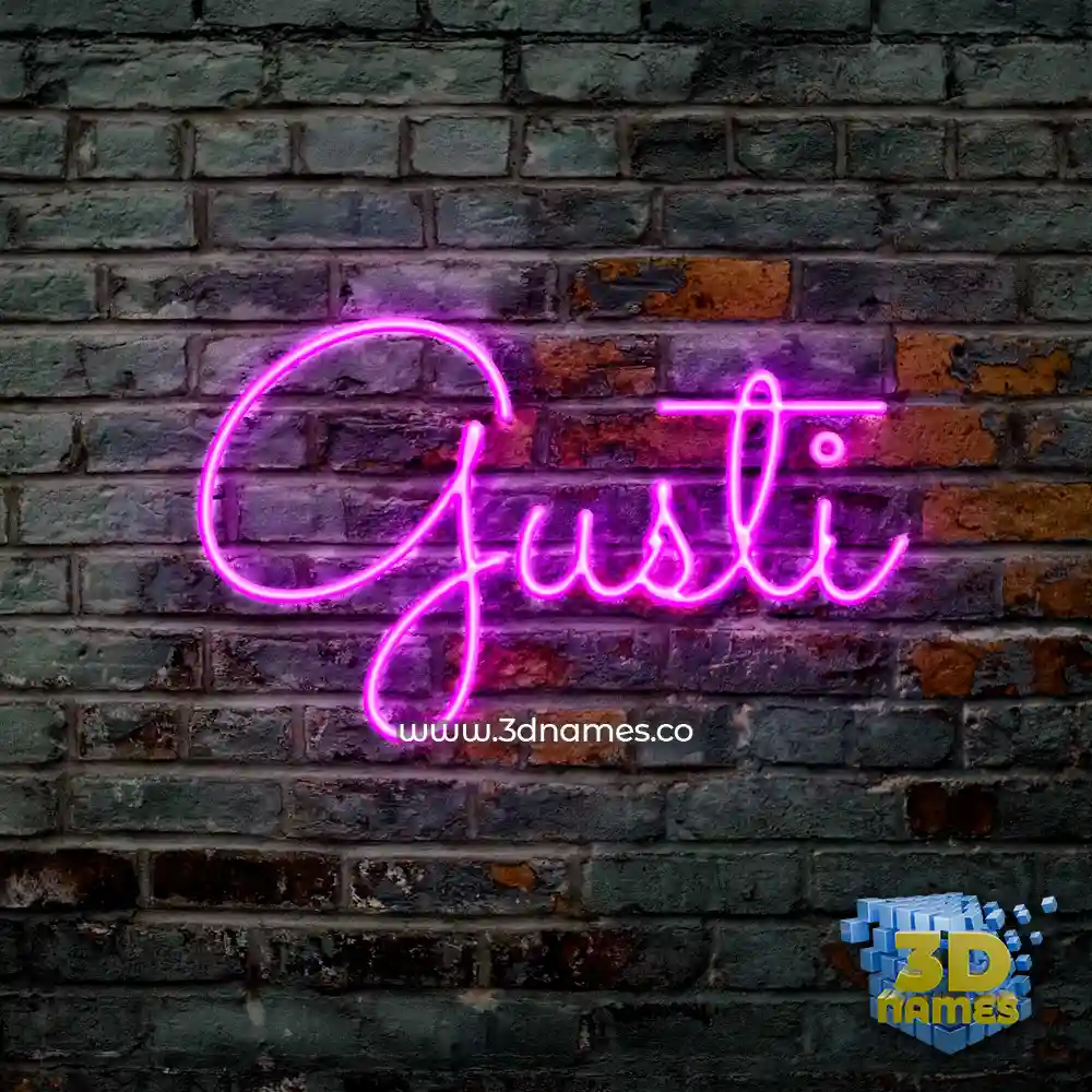 gusti in Pink Neon style - 3D name wallpaper
