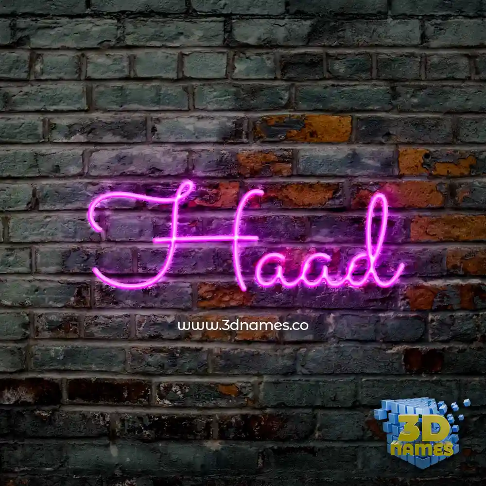 haad in Pink Neon style - 3D name wallpaper