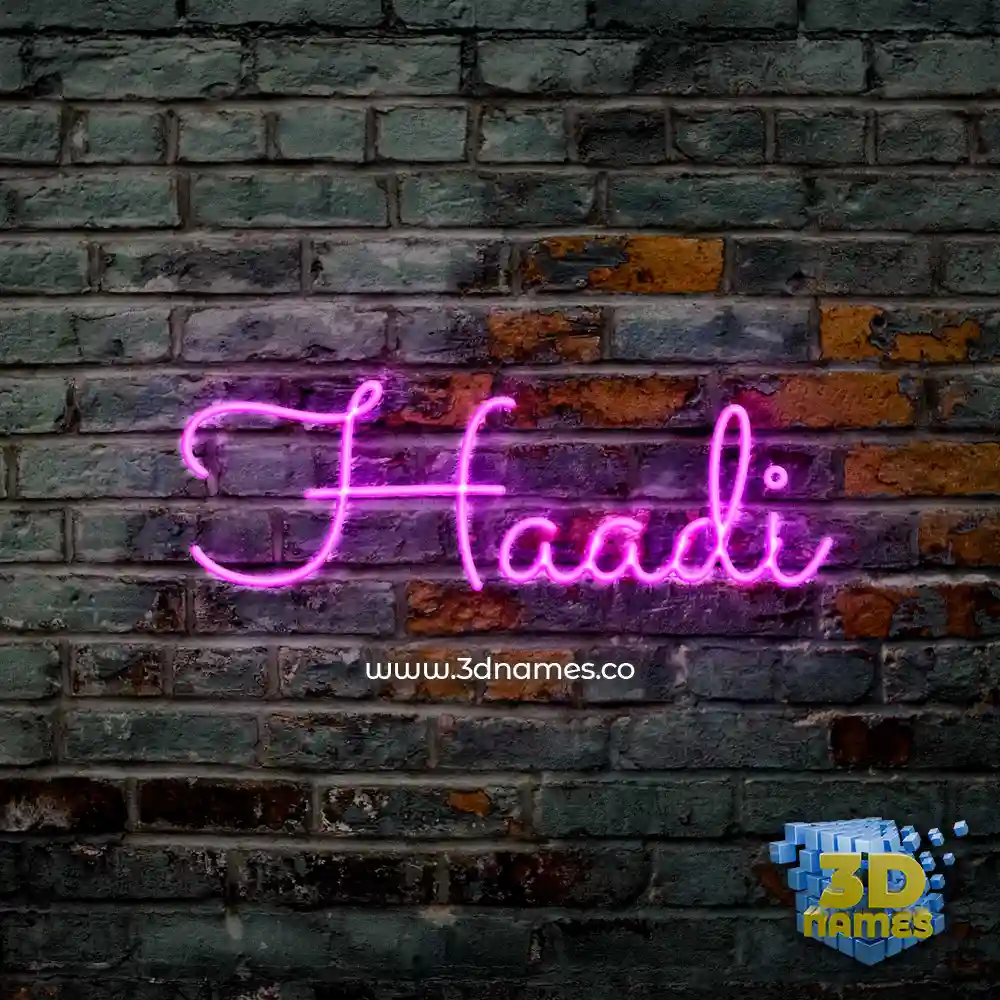 haadi in Pink Neon style - 3D name wallpaper
