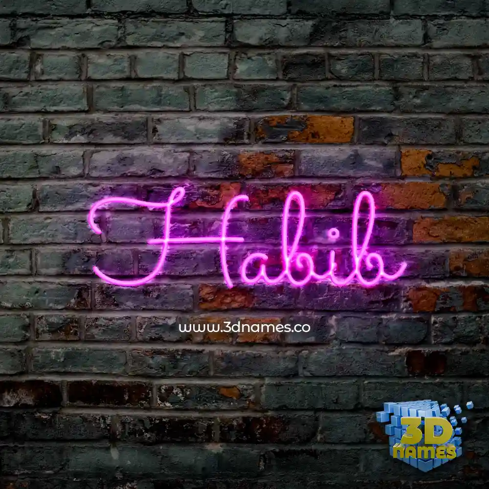 habib in Pink Neon style - 3D name wallpaper
