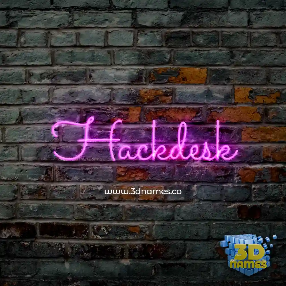 hackdesk in Pink Neon style - 3D name wallpaper