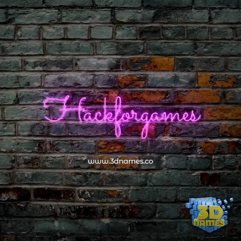 hackforgames in Pink Neon style - 3D name wallpaper