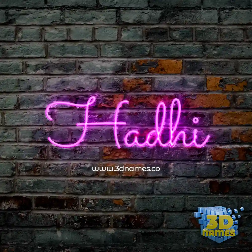hadhi in Pink Neon style - 3D name wallpaper