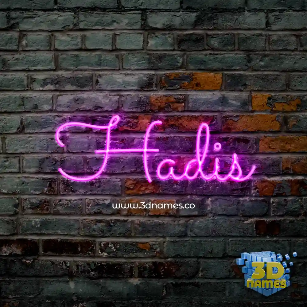 hadis in Pink Neon style - 3D name wallpaper