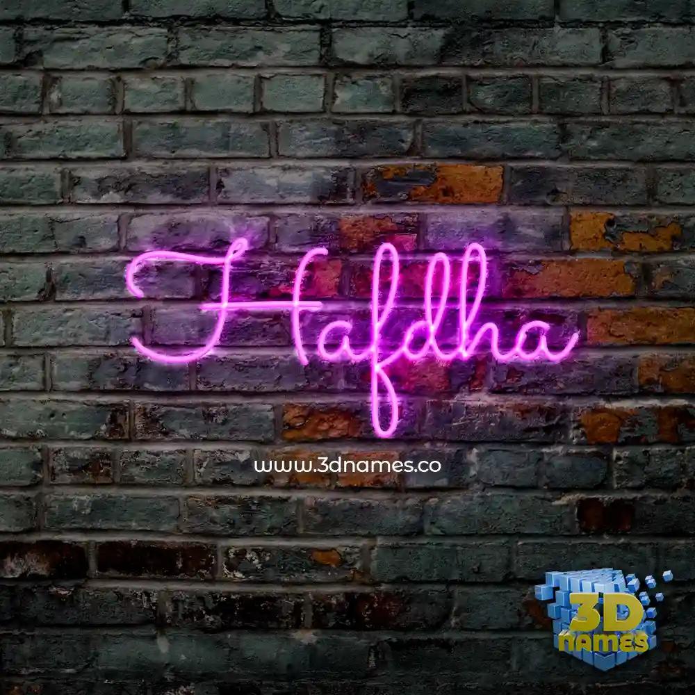 hafdha in Pink Neon style - 3D name wallpaper