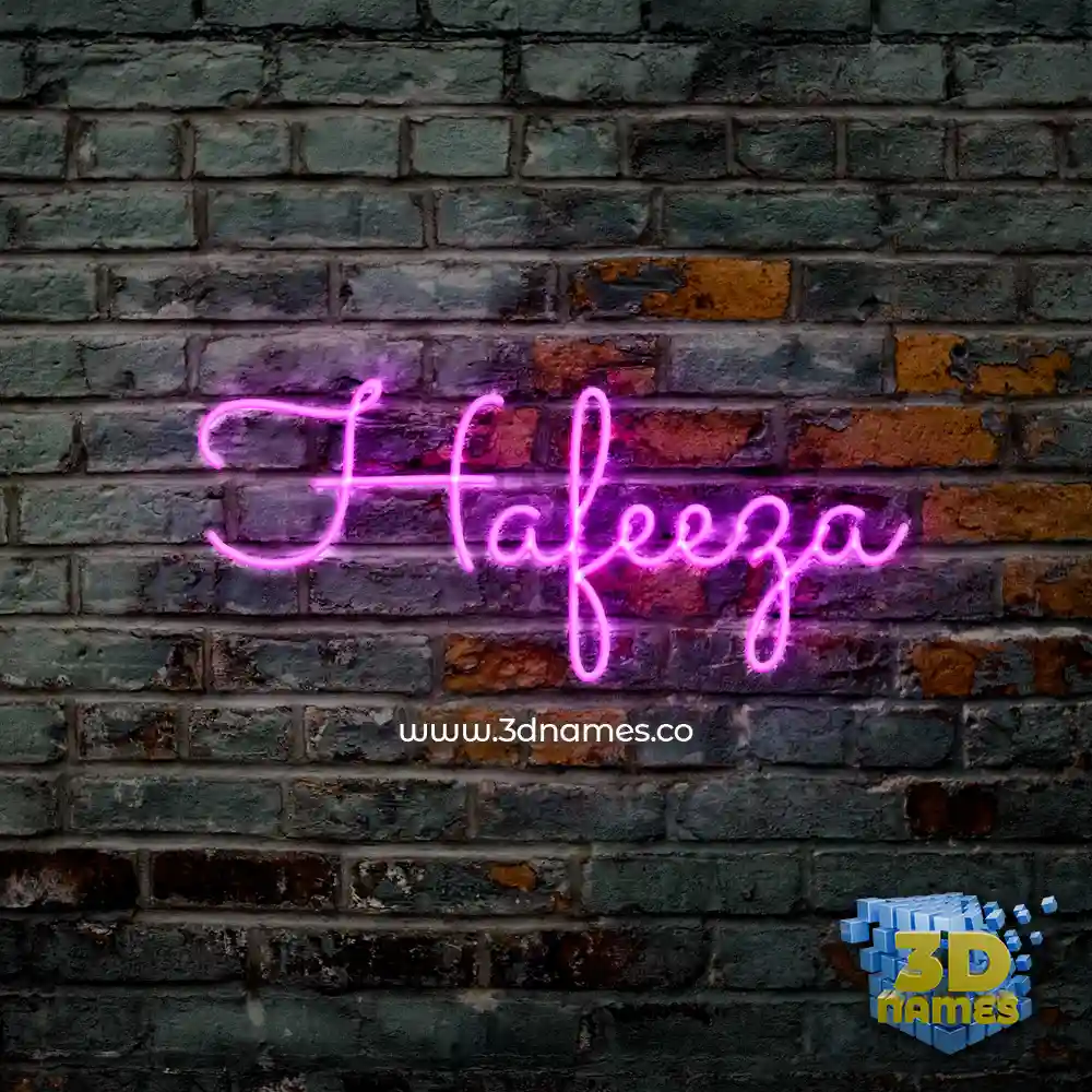 hafeeza in Pink Neon style - 3D name wallpaper
