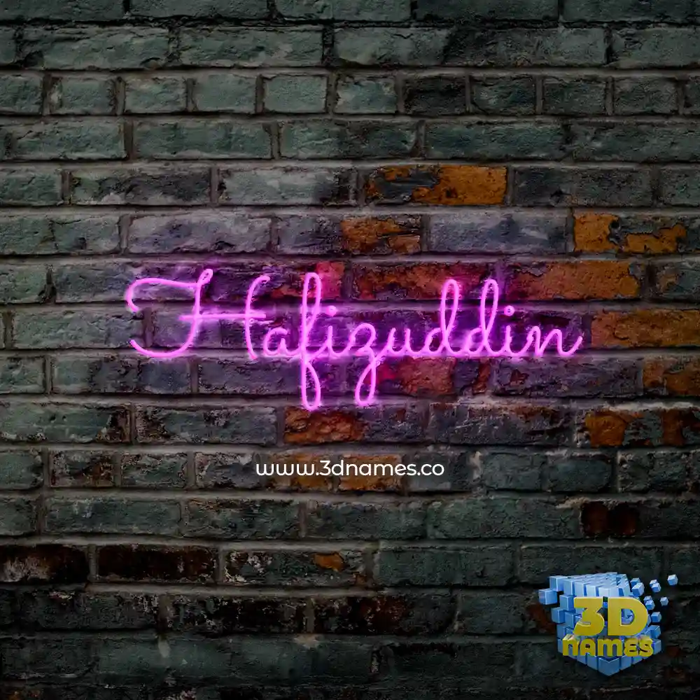 hafizuddin in Pink Neon style - 3D name wallpaper