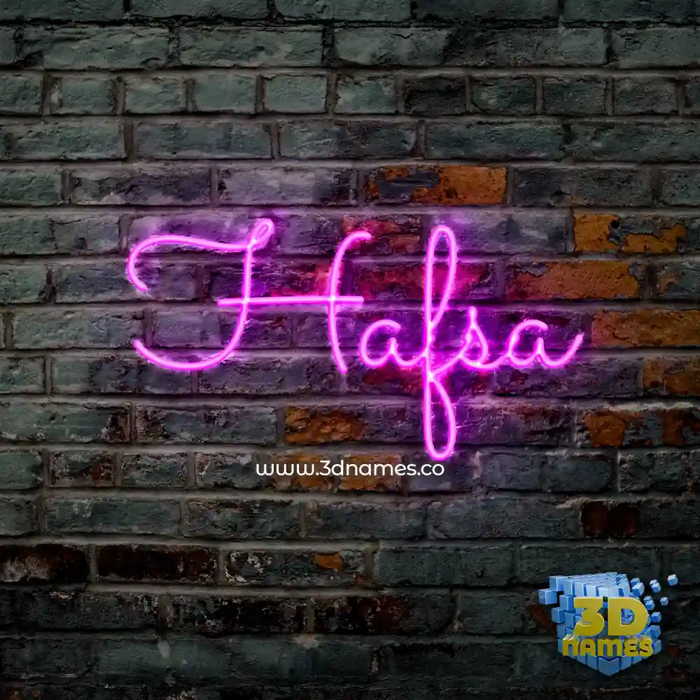 hafsa in Pink Neon style - 3D name wallpaper