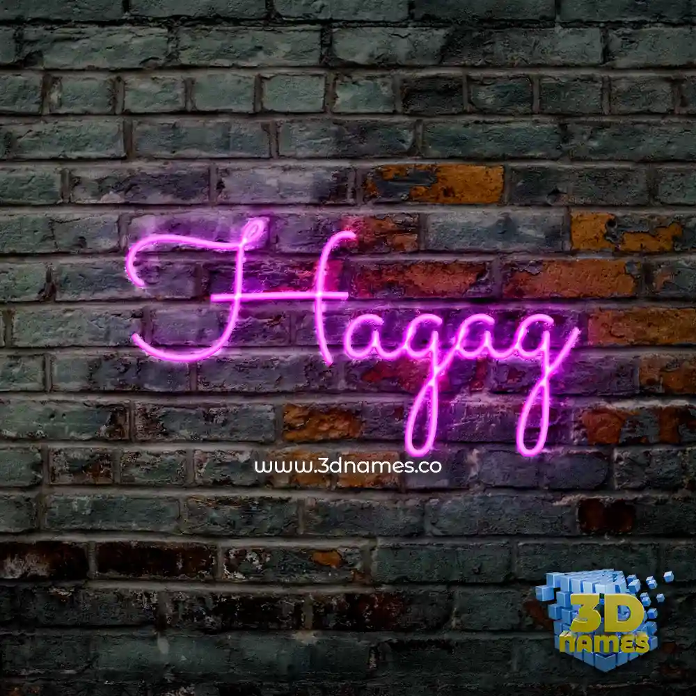 hagag in Pink Neon style - 3D name wallpaper
