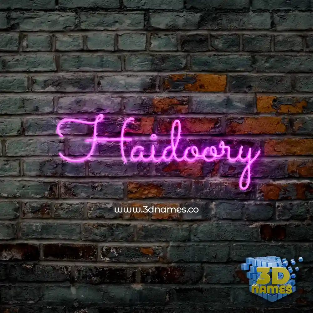 haidoory in Pink Neon style - 3D name wallpaper
