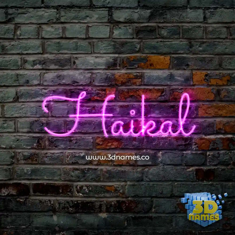 haikal in Pink Neon style - 3D name wallpaper