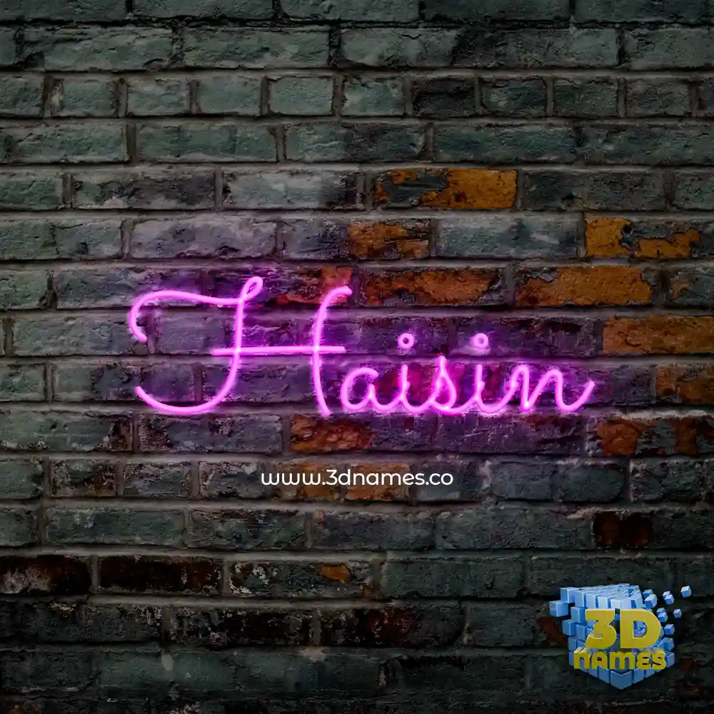 haisin in Pink Neon style - 3D name wallpaper